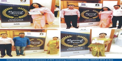 Outstanding Women entrepreneurs of AFC receiving COSIDICI NATIONAL AWARD 2018 at Goa