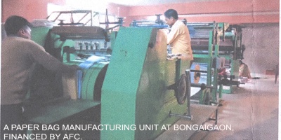A paper bag manufacturing unit at Bongaigaon, financed by AFC